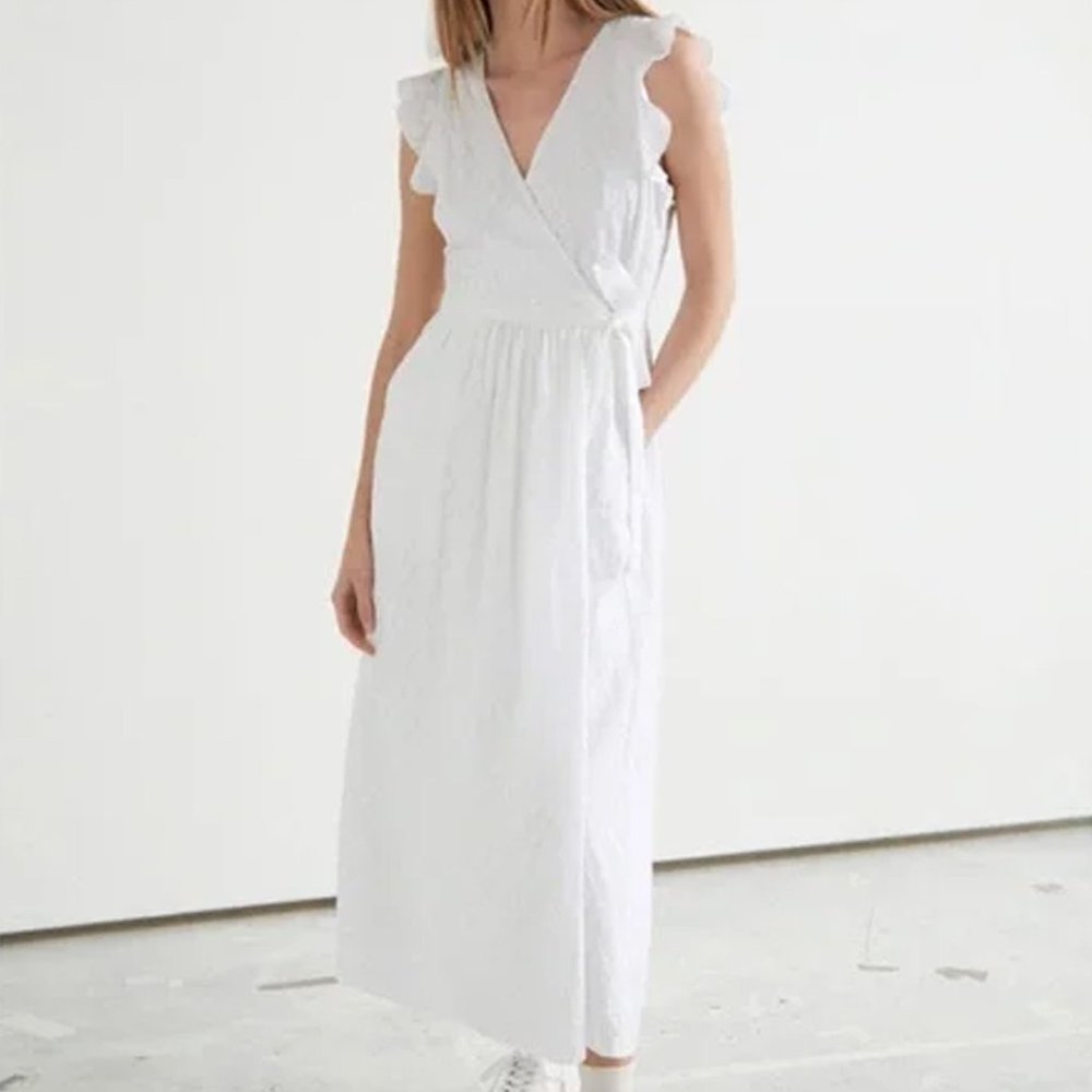 & OTHER STORIES ruffle midi wrap dress